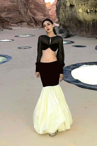 Peng tai 24 autumn and winter super long patchwork skirt PT-PTW24B01-1