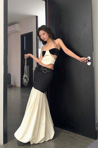 Peng tai 24 autumn and winter super long patchwork skirt PT-PTW24B01-1
