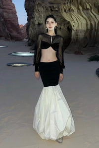Peng tai 24 autumn and winter super long patchwork skirt PT-PTW24B01-1