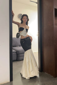 Peng tai 24 autumn and winter super long patchwork skirt PT-PTW24B01-1