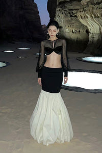 Peng tai 24 autumn and winter super long patchwork skirt PT-PTW24B01-1