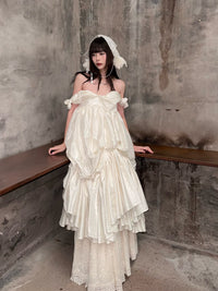 Pengtai 25 Autumn/Winter Asymmetrical Dress PT-PTW25C10-2-BEIGE WHITE