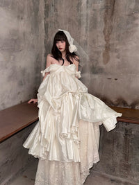 Pengtai 25 Autumn/Winter Asymmetrical Dress PT-PTW25C10-2-BEIGE WHITE