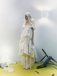 Pengtai 25 Autumn/Winter Asymmetrical Dress PT-PTW25C10-2-BEIGE WHITE