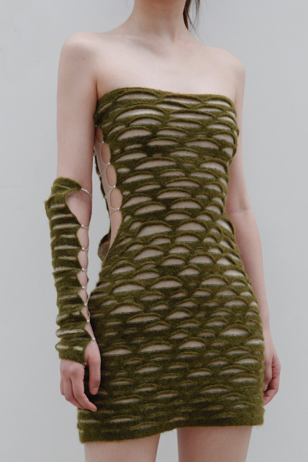 Rui Zhou Animal Print Tube Top Dress RUI-RAW23KN03-KQLMB Khaki Green & Off-White + Oatmeal 1 / Green & Beige Rui Zhou Animal Print Tube Top Dress RUI-RAW23KN03-KQLMB Khaki Green & Off-White + Oatmeal 1 / Green & Beige