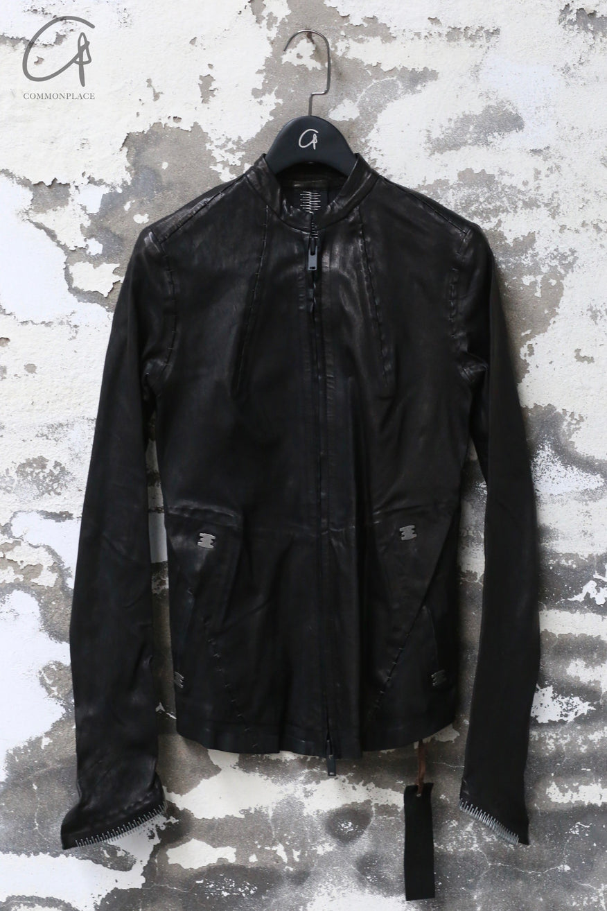 isaac sellam black sheepskin leather jacket PRUDENTE-CRASSE POUILLE NO