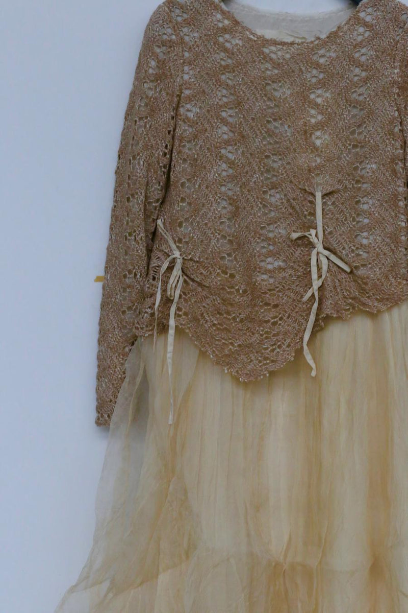 A TENTATIVE ATELIER layered fold pumping dresses a2223766 sand color