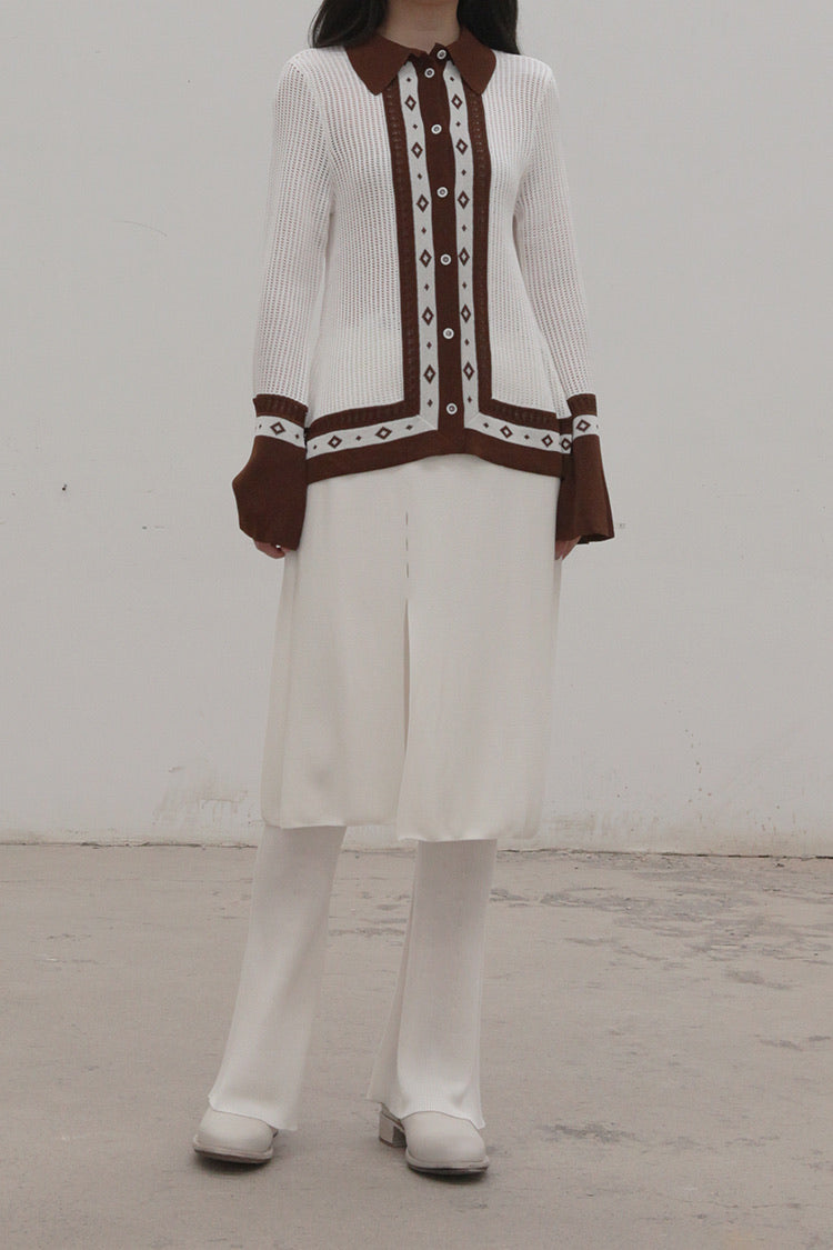 Mame kurogouchi diamond pattern knitted shirt MM21PF-KN726 Mame kurogouchi diamond pattern knitted shirt MM21PF-KN726