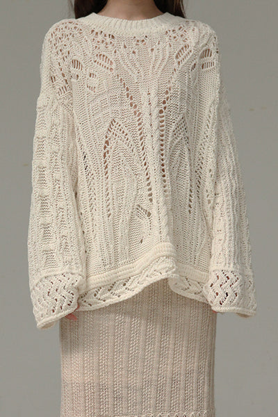 現在開催中のキャンペーン＆お得情報 mame kurogouchi MM21SS KN005 curtain lace pattern knitted ニット/セーター