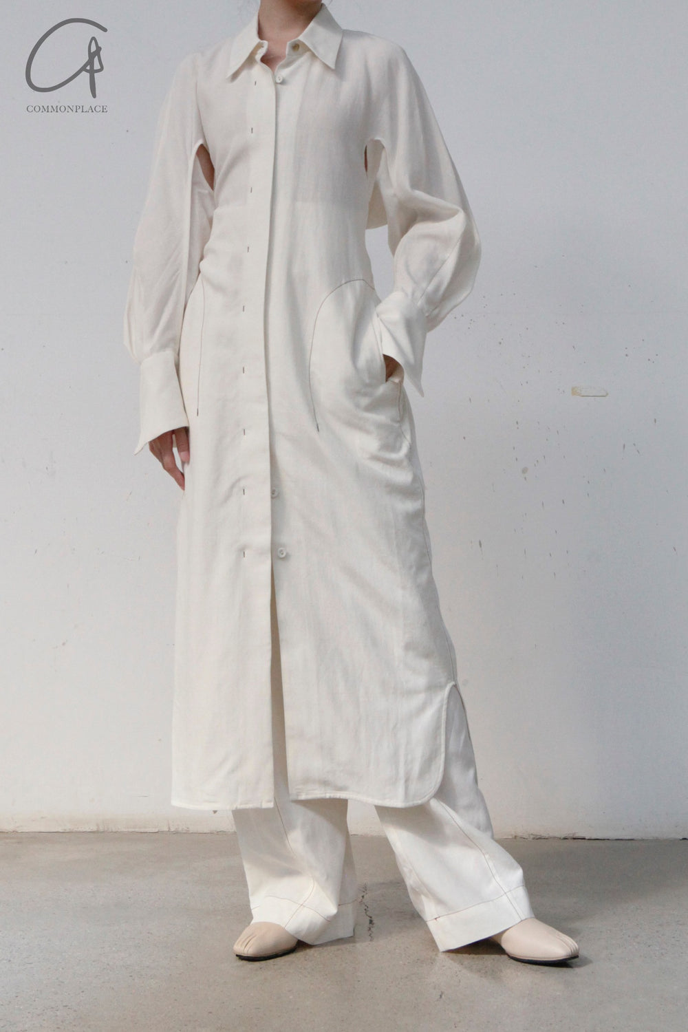 mame kurogouchi long shirt dress MM22SS DR033 white