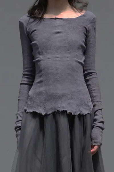 marc le bihan grey purple stretch back top 26907
