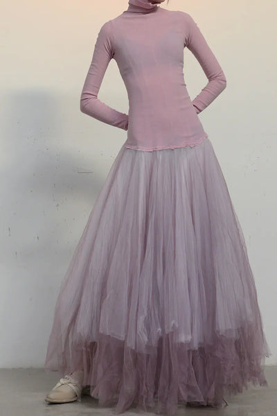 marc le bihan high neck stretch dress cherry blossom pink MLB-21904-YH